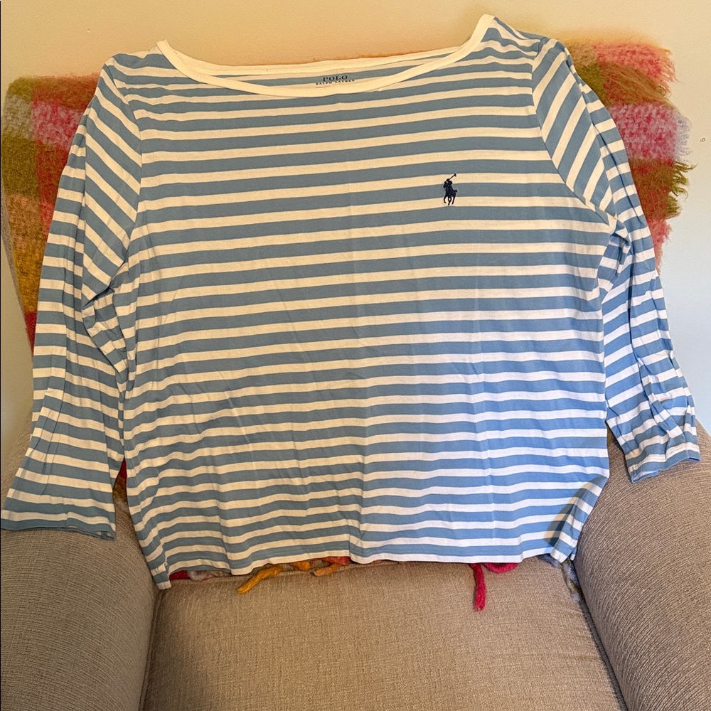 NWOT Ralph Lauren Blue & White Striped Boatneck Tee